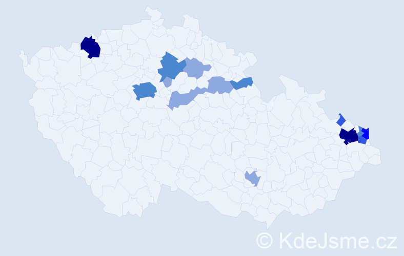 Příjmení: 'Wojtowicz', počet výskytů 33 v celé ČR