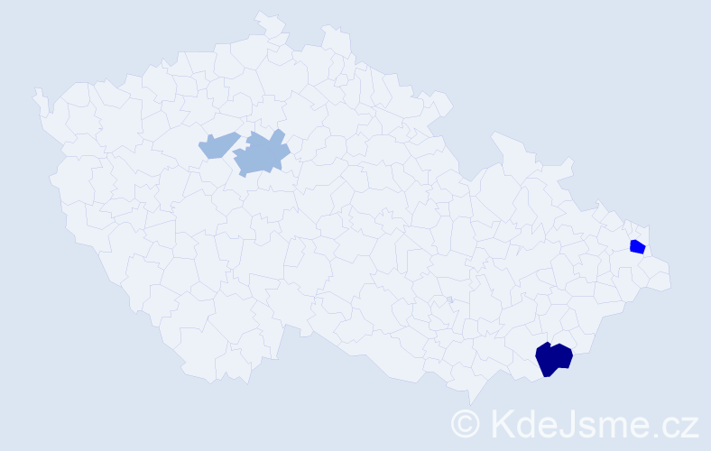 Příjmení: 'Hájnik', počet výskytů 10 v celé ČR