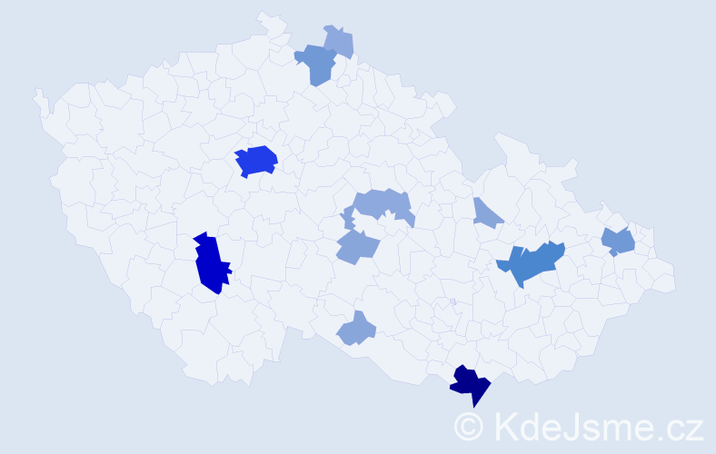 Příjmení: 'Čuka', počet výskytů 41 v celé ČR