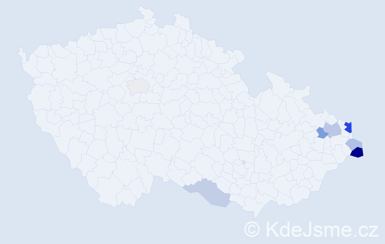 Příjmení: 'Janusz', počet výskytů 16 v celé ČR