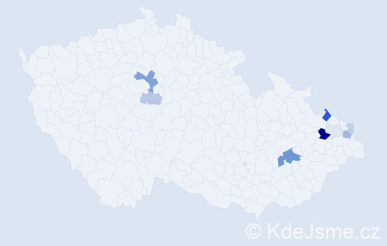 Příjmení: 'Kasprzyk', počet výskytů 18 v celé ČR