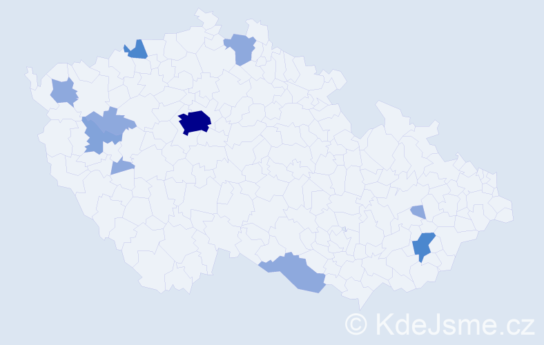 Příjmení: 'Helmer', počet výskytů 24 v celé ČR