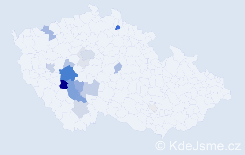 Příjmení: 'Kumherová', počet výskytů 45 v celé ČR