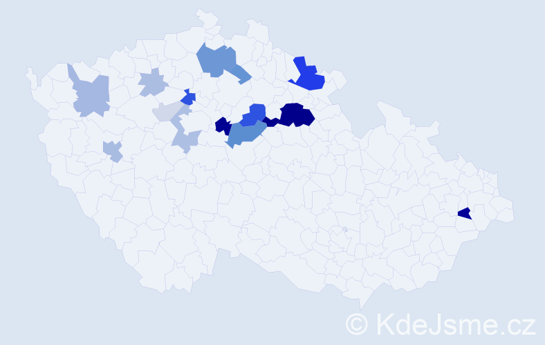 Příjmení: 'Svíčková', počet výskytů 55 v celé ČR