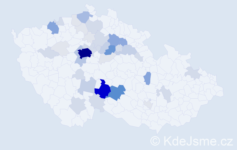 Příjmení: 'Římal', počet výskytů 170 v celé ČR