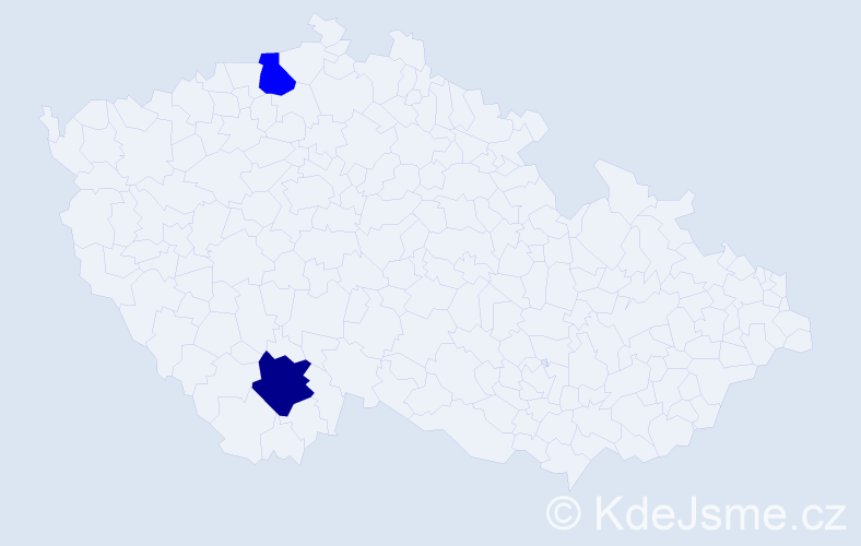 Příjmení: 'Blada', počet výskytů 5 v celé ČR