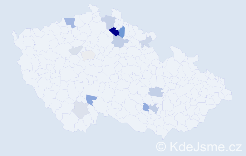Příjmení: 'Baudys', počet výskytů 28 v celé ČR