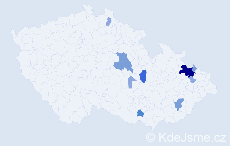 Příjmení: 'Bieláková', počet výskytů 25 v celé ČR