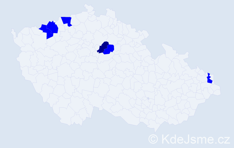Příjmení: 'Kyrpal', počet výskytů 8 v celé ČR