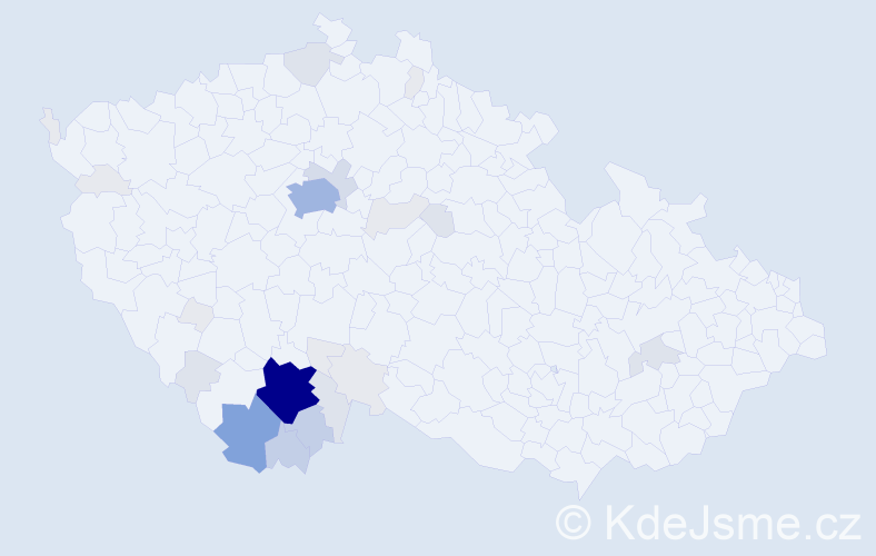 Příjmení: 'Bíca', počet výskytů 108 v celé ČR