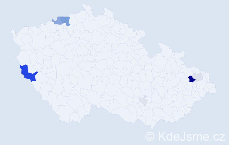 Příjmení: 'Prajová', počet výskytů 12 v celé ČR