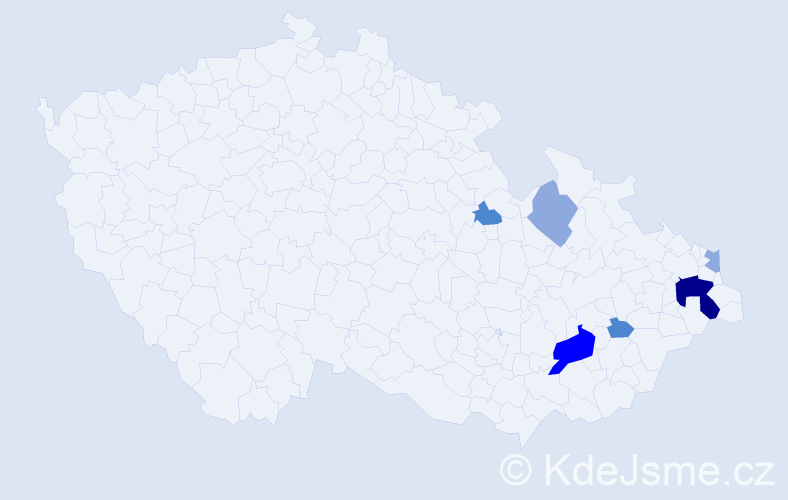 Příjmení: 'Terešková', počet výskytů 15 v celé ČR