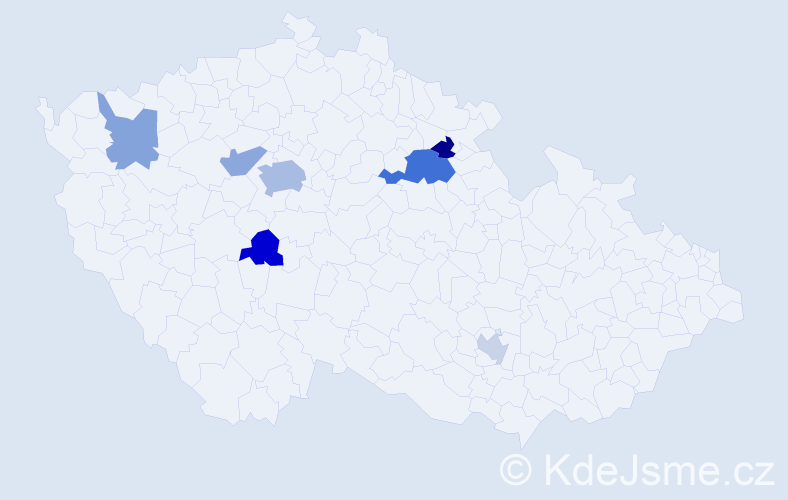 Příjmení: 'Dovec', počet výskytů 13 v celé ČR