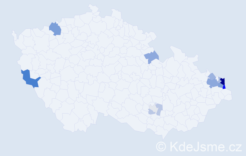 Příjmení: 'Kelerová', počet výskytů 33 v celé ČR