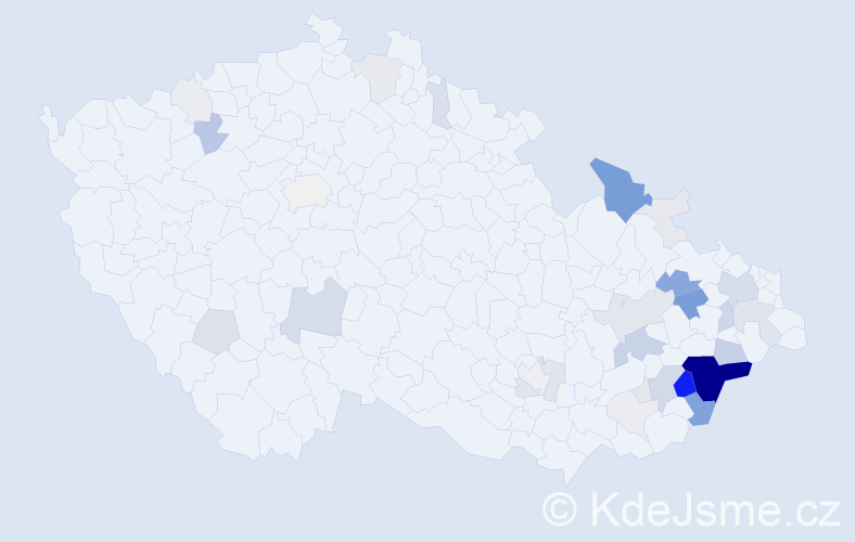 Příjmení: 'Daňa', počet výskytů 159 v celé ČR