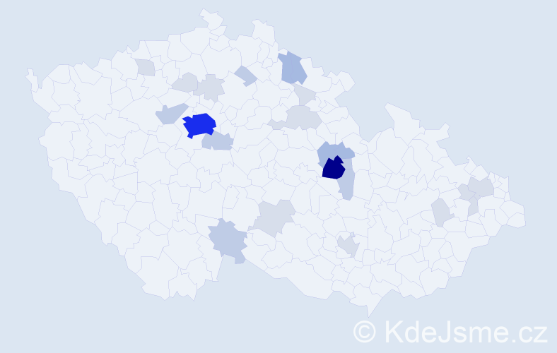 Příjmení: 'Tmejová', počet výskytů 69 v celé ČR