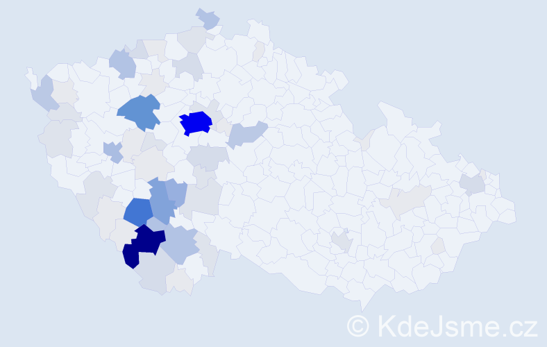 Příjmení: 'Kubička', počet výskytů 275 v celé ČR