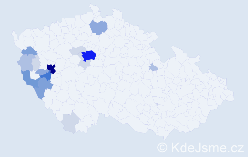 Příjmení: 'Nykles', počet výskytů 61 v celé ČR