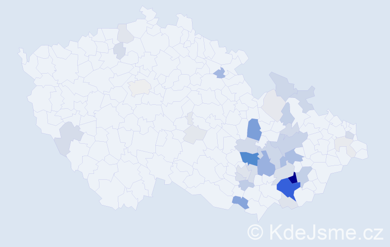 Příjmení: 'Kraváčková', počet výskytů 143 v celé ČR