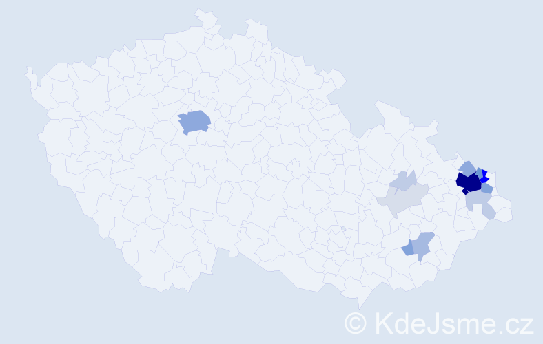 Příjmení: 'Starostka', počet výskytů 69 v celé ČR