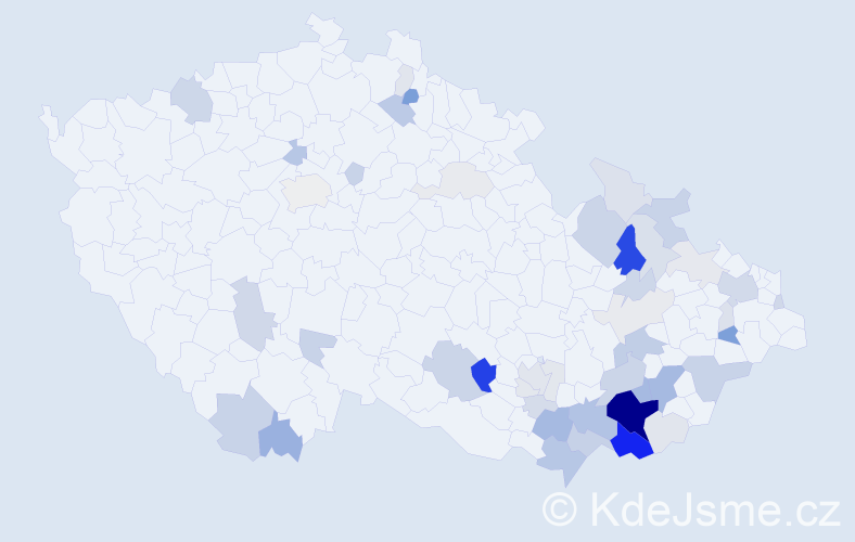 Příjmení: 'Tomešek', počet výskytů 159 v celé ČR