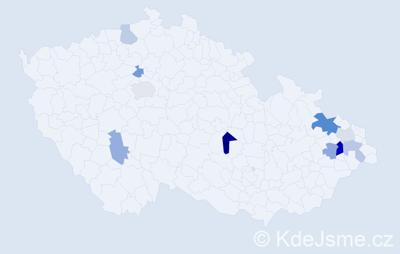 Příjmení: 'Sekeráš', počet výskytů 18 v celé ČR