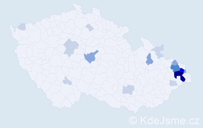 Příjmení: 'Kielar', počet výskytů 49 v celé ČR