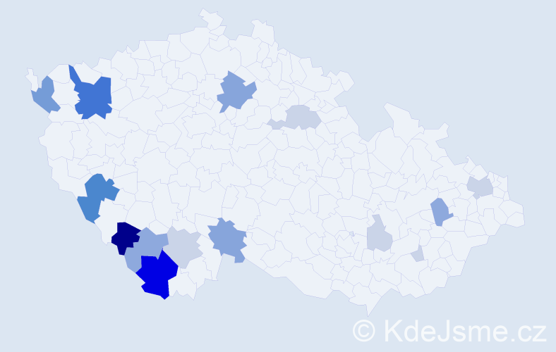 Příjmení: 'Preňková', počet výskytů 56 v celé ČR