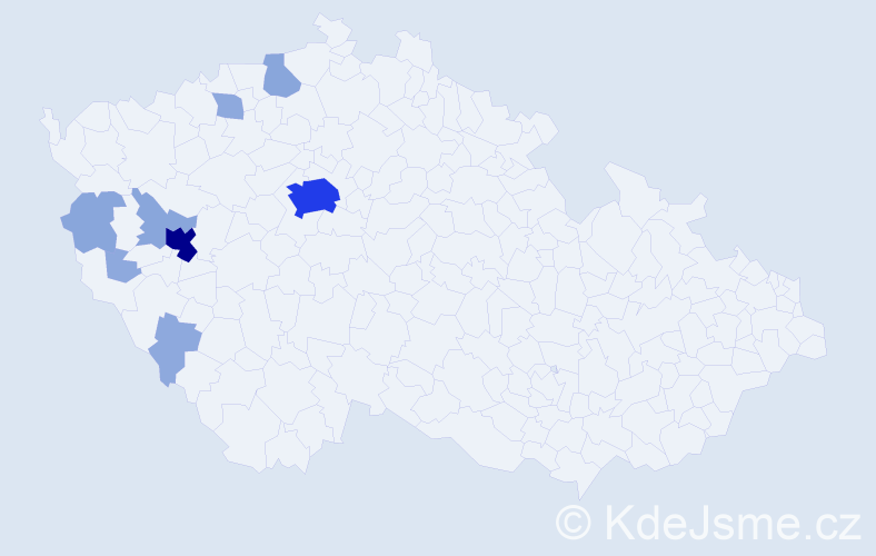 Příjmení: 'Landštof', počet výskytů 24 v celé ČR