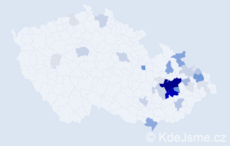 Příjmení: 'Calábek', počet výskytů 119 v celé ČR