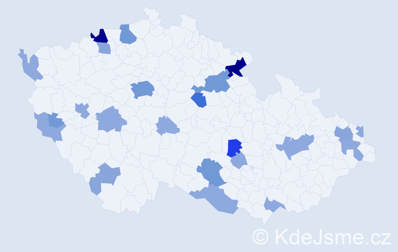 Příjmení: 'Cisárová', počet výskytů 65 v celé ČR