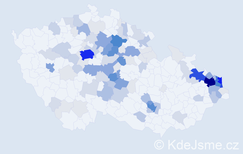 Příjmení: 'Popek', počet výskytů 449 v celé ČR