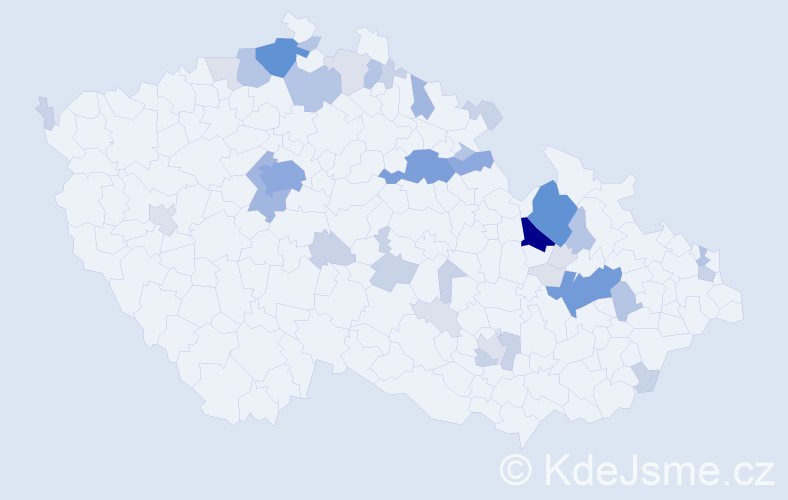 Příjmení: 'Šanovcová', počet výskytů 127 v celé ČR