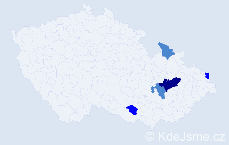 Příjmení: 'Rendárová', počet výskytů 9 v celé ČR