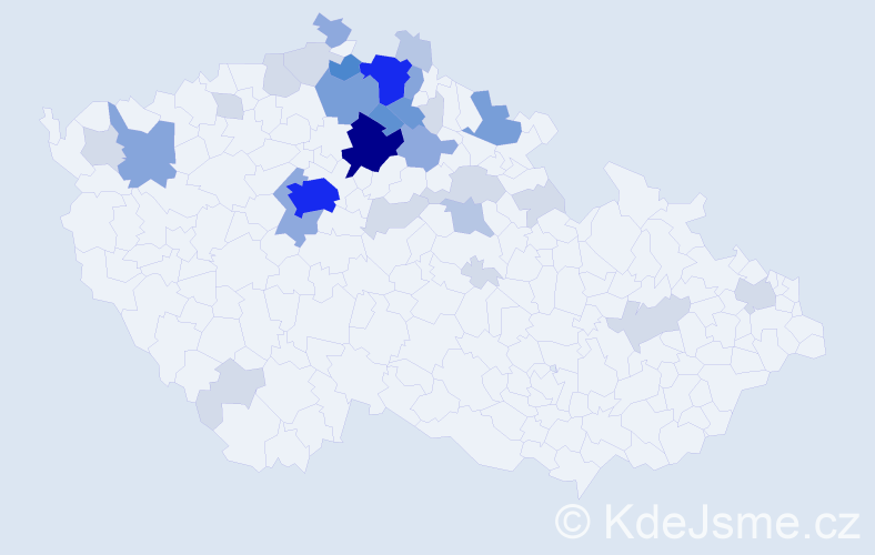 Příjmení: 'Koštejn', počet výskytů 105 v celé ČR