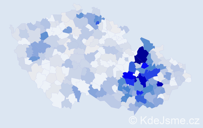 Příjmení: 'Kouřil', počet výskytů 1456 v celé ČR