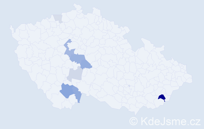 Příjmení: 'Pošvec', počet výskytů 18 v celé ČR