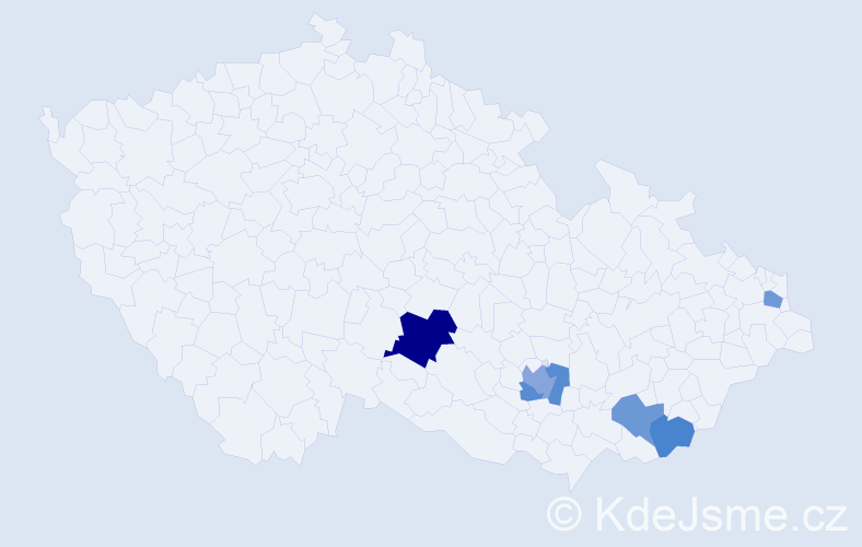 Příjmení: 'Kašiar', počet výskytů 9 v celé ČR