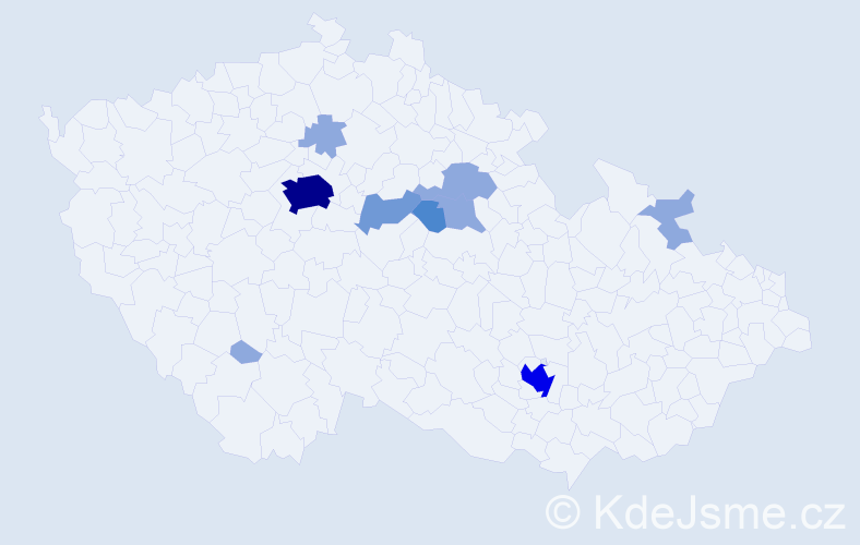 Příjmení: 'Mahelka', počet výskytů 21 v celé ČR