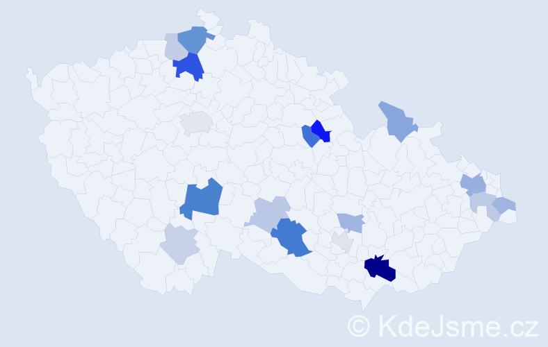 Příjmení: 'Andráš', počet výskytů 38 v celé ČR