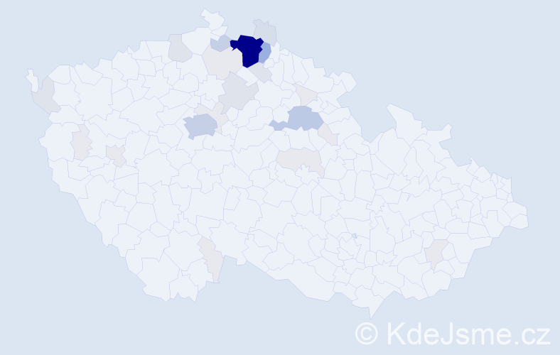 Příjmení: 'Honzejk', počet výskytů 103 v celé ČR
