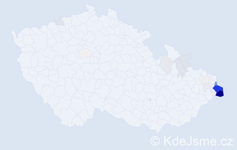 Příjmení: 'Hawliczková', počet výskytů 53 v celé ČR