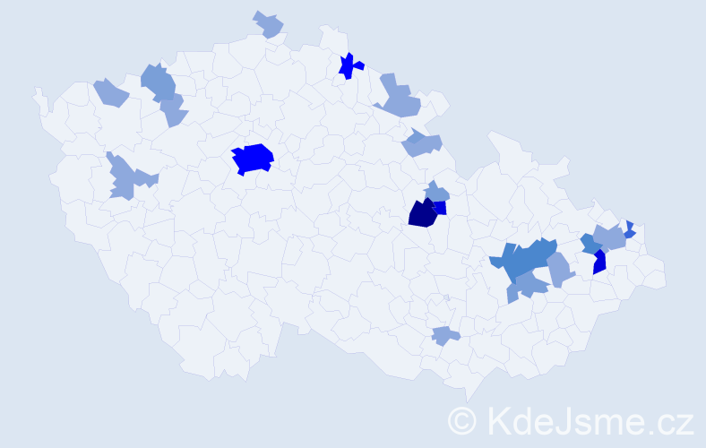 Příjmení: 'Adamský', počet výskytů 56 v celé ČR