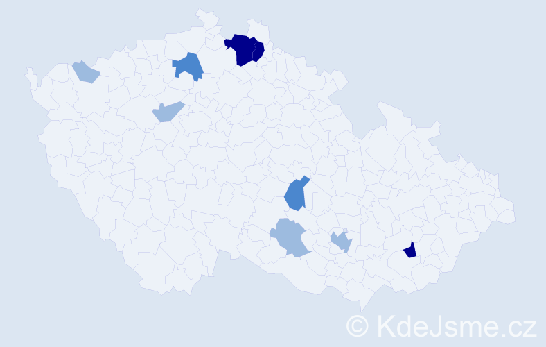 Příjmení: 'Pesser', počet výskytů 20 v celé ČR