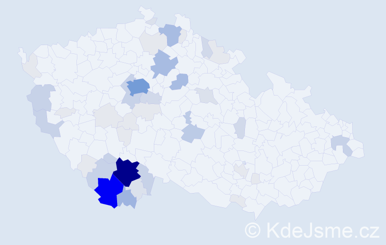 Příjmení: 'Bürger', počet výskytů 192 v celé ČR