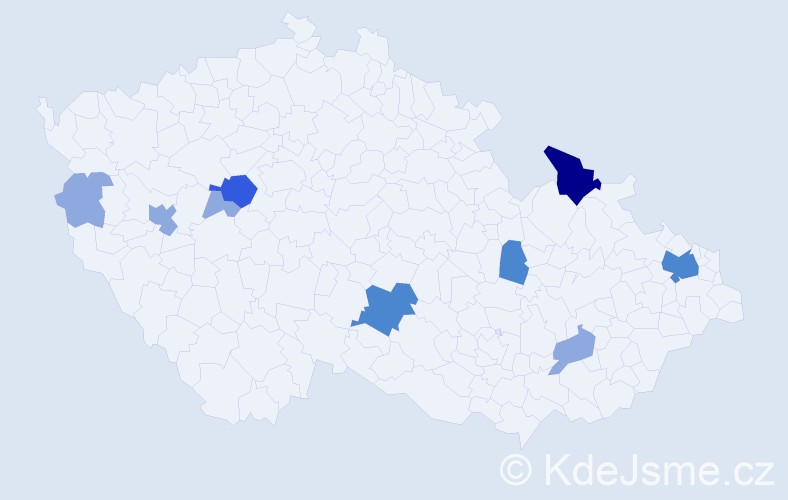 Příjmení: 'Turická', počet výskytů 18 v celé ČR