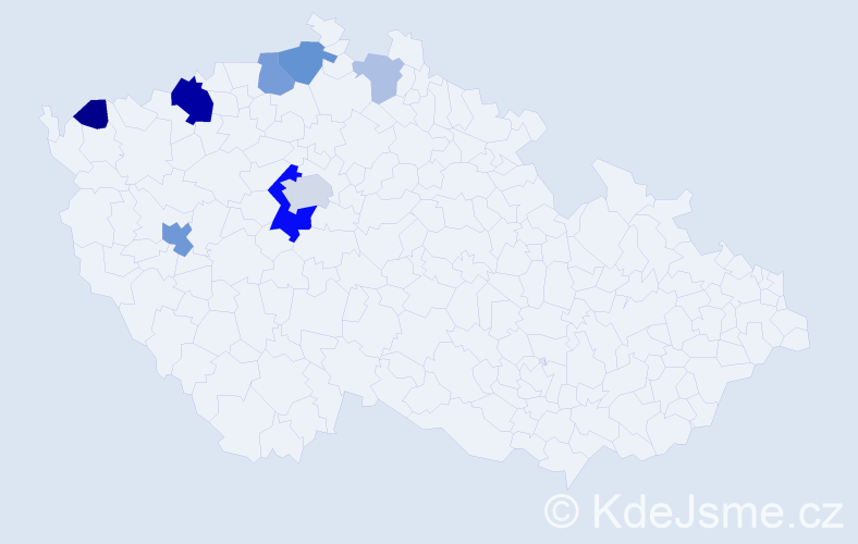 Příjmení: 'Bachor', počet výskytů 22 v celé ČR