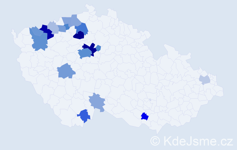 Příjmení: 'Slunéčková', počet výskytů 64 v celé ČR