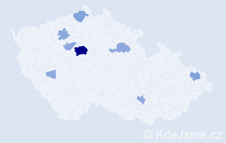 Příjmení: 'Kucera', počet výskytů 17 v celé ČR