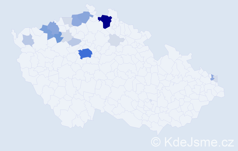 Příjmení: 'Bady', počet výskytů 61 v celé ČR